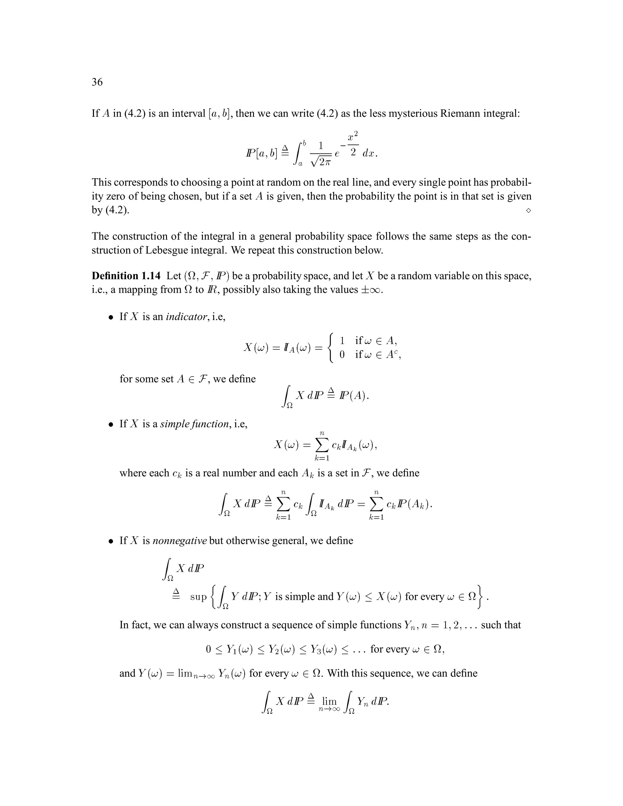 13
16
; 15
16

:
The remaining set
C2 =

0; 1
16
  3
16; 1
4
 3
4; 13
16
 15
16;1

:
has four pieces. Continue this process, so at stage k, the set Ck has 2k pieces, and each piece has
length 1
4k . The Cantor set
C =
1
k=1
Ck
is deﬁned to be the set of points not removed at any stage of this nonterminating process.
Note that the length of A1, the ﬁrst set removed, is 1
2. The “length” of A2, the second set removed,
is 1
8 + 1
8 = 1
4. The “length” of the next set removed is 4  1
32 = 1
8, and in general, the length of the
k-th set removed is 2,k. Thus, the total length removed is
1X
k=1
1
2k = 1;
and so the Cantor set, the set of points not removed, has zero “length.”
Despite the fact that the Cantor set has no “length,” there are lots of points in this set. In particular,
none of the endpoints of the pieces of the sets C1;C2;::: is ever removed. Thus, the points
0; 1
4; 3
4;1; 1
16; 3
16; 13
16; 15
16; 1
64;:::
are all in C. This is a countably inﬁnite set of points. We shall see eventually that the Cantor set
has uncountably many points. 
 