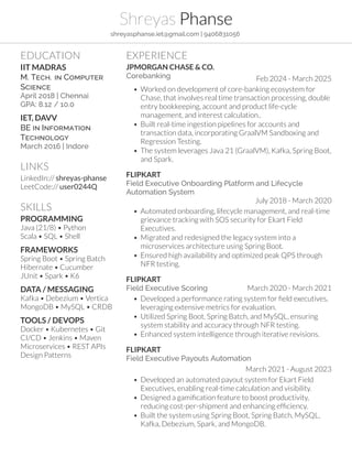 Shreyas Phanse Resume: Experienced Backend Engineer | Java • Spring ...