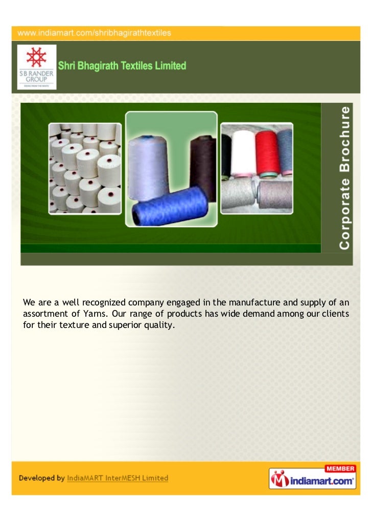 Sri Bhagirath Textile Limited, Nagpur, 100 Cotton OE yarn