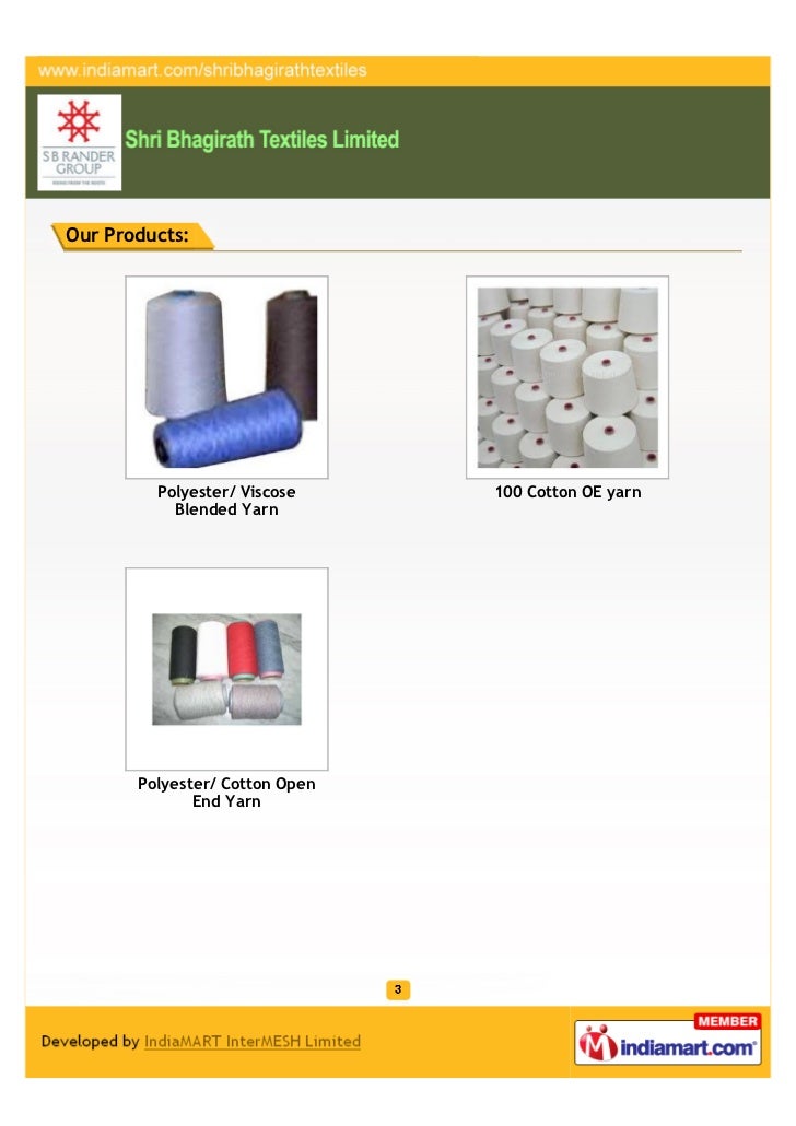 Sri Bhagirath Textile Limited, Nagpur, 100 Cotton OE yarn