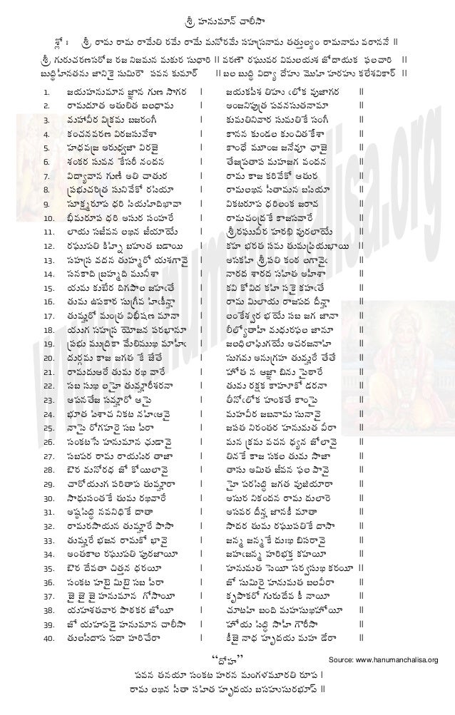 Shri Hanuman Chalisa Telugu