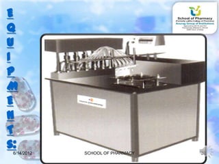 E
Q
U
I
P
M
E
N
T
s:
 6/14/2012   SCHOOL OF PHARMACY   33
 