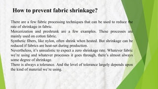 Shrinking Process Fabric Shrinkage In Textile Fabric Insustry | PDF