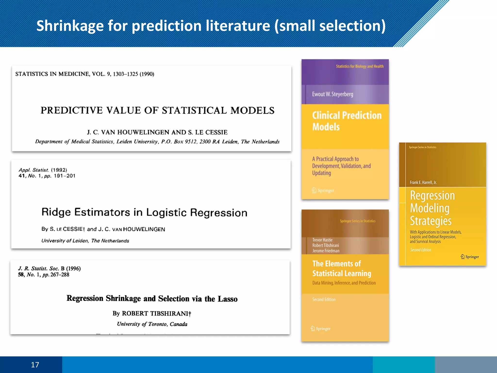 Shrinkage for prediction literature (small selection)
17
 