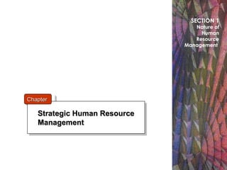2–1
Strategic Human ResourceStrategic Human Resource
ManagementManagement
Strategic Human ResourceStrategic Human Resource
ManagementManagement
SECTION 1
Nature of
Human
Resource
Management
ChapterChapter
 