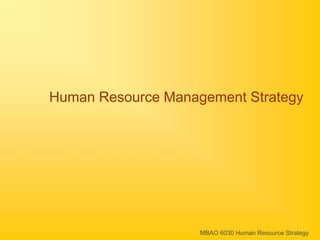 MBAO 6030 Human Resource Strategy
Human Resource Management Strategy
 