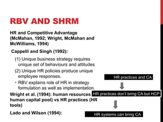 Management Rbv Strategic Human Resource Management: Theories, Models, and RBV ...