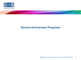SHRM/Globoforce Employee Recognition Programs—2015 ©SHRM 2015 19
Service Anniversary Programs
 