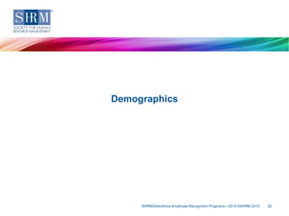 SHRM/Globoforce Employee Recognition Programs—2015 ©SHRM 2015 32
Demographics
 