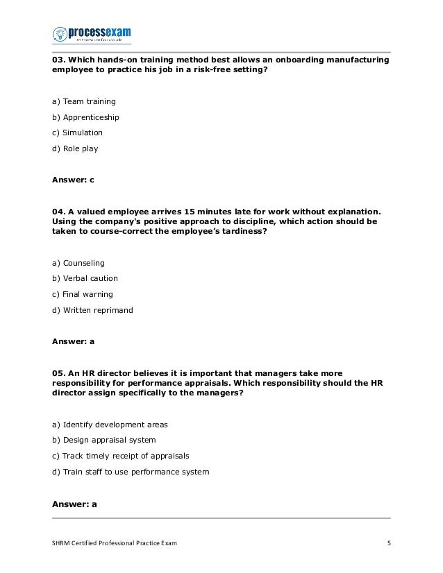 SHRM Certified Professional (SHRMCP) Exam Sample Question PDF