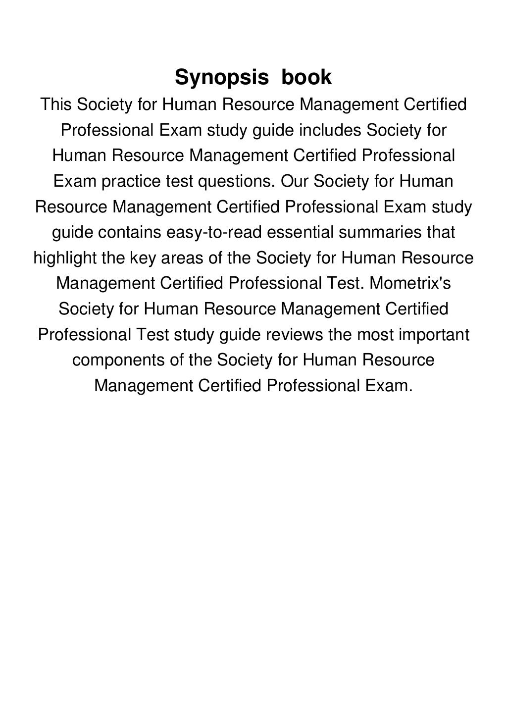 ShrmCp Exam Secrets Study Guide Shrm Test Review for the Society for