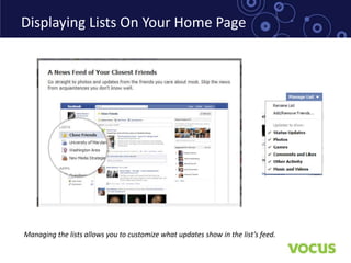Displaying Lists On Your Home Page




Managing the lists allows you to customize what updates show in the list’s feed.
 