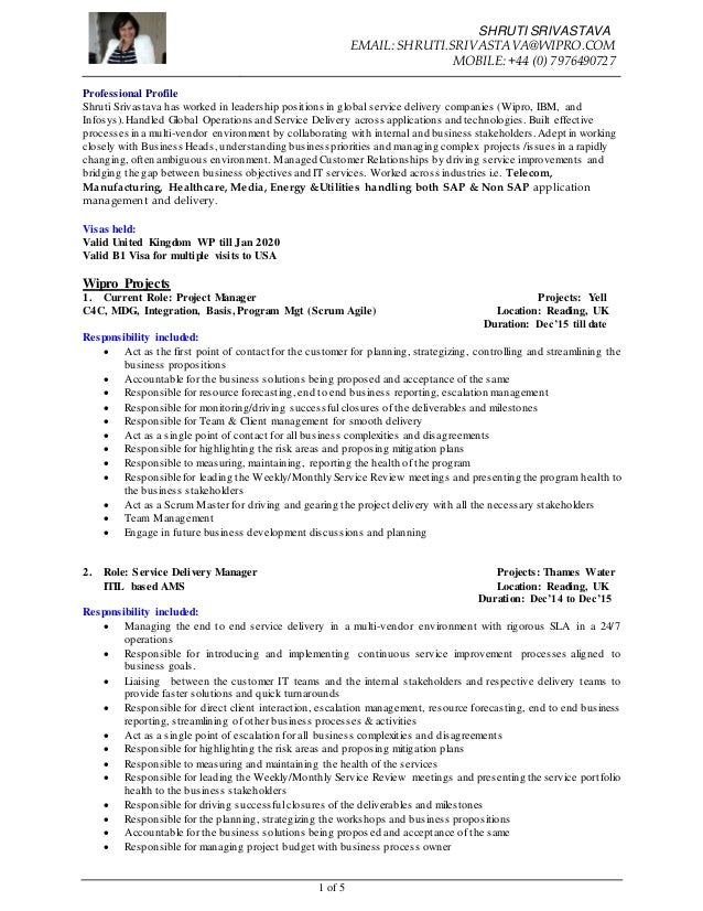 shruti wipro service delivery manager uk shruti srivastava email shrutisrivastavawipro