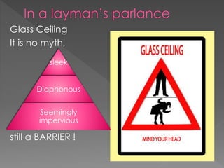 Glass Ceiling
It is no myth,
still a BARRIER !
sleek
Diaphonous
Seemingly
impervious
 