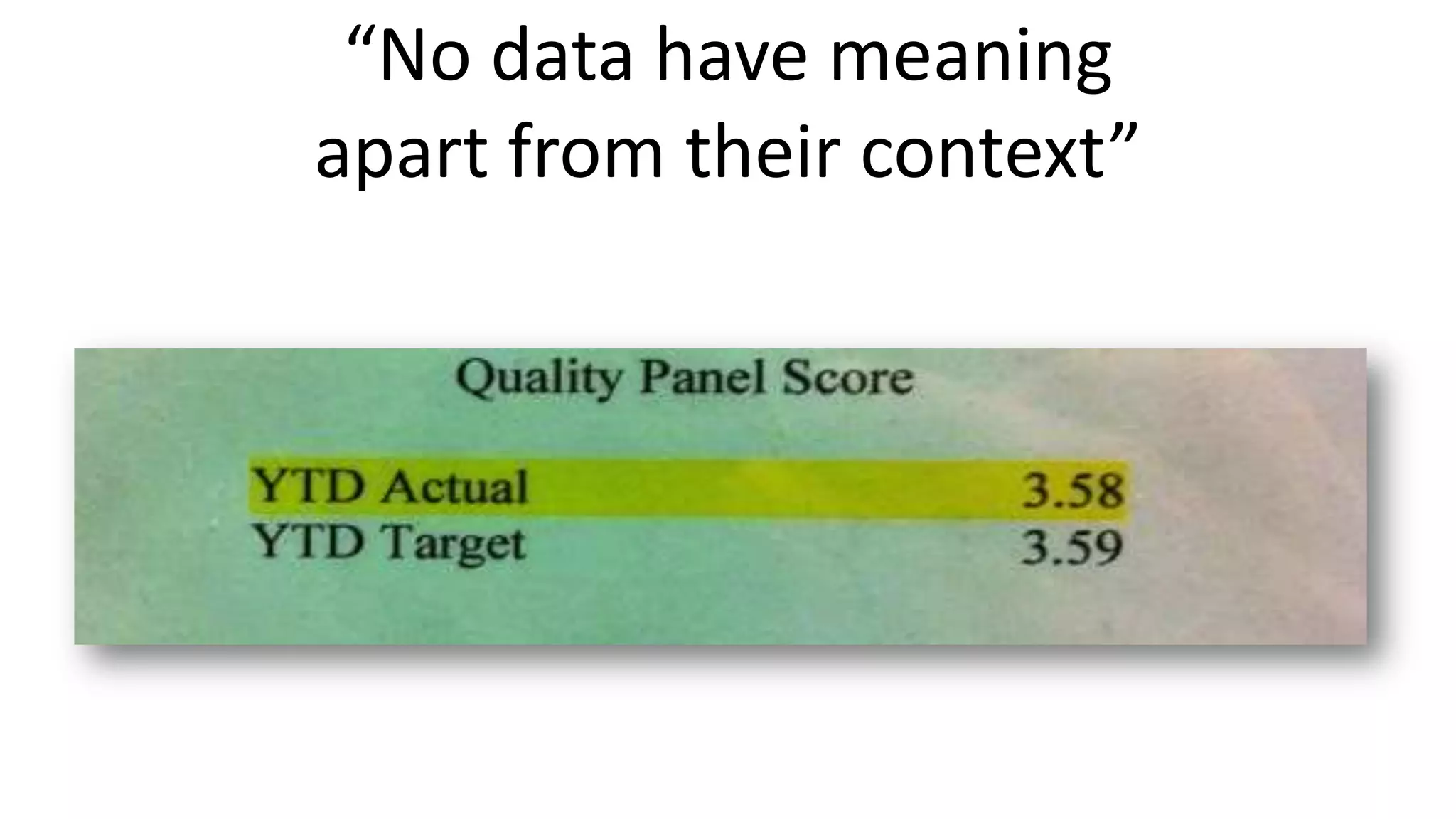 “No data have meaning
apart from their context”

 