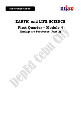 EARTH and LIFE SCIENCE
First Quarter – Module 4
Endogenic Processes (Part 2)
 