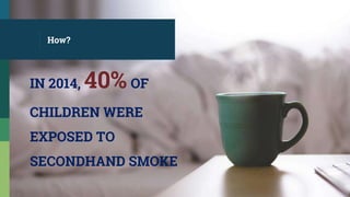 How?
IN 2014, 40% OF
CHILDREN WERE
EXPOSED TO
SECONDHAND SMOKE
 