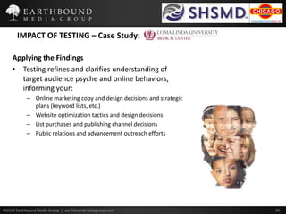 Therefore this test winner yields an additional about $24K/year in patient revenueIMPACT OF TESTING – Case Study:  Control Conversion Rate – 2%  Winner Conversion Rate – 4.5% A B