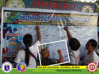 MOLAVE VOCATIONAL TECHNICAL SCHOOL
SAMSON V. ACAPULCO– EPS/ SCHOOL PRINCIPAL 7
 