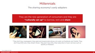 Source: Sunrun, Feb 2013. 
Millennials 
The sharing economy’s early adopters 
They are the new generation of consumers and...