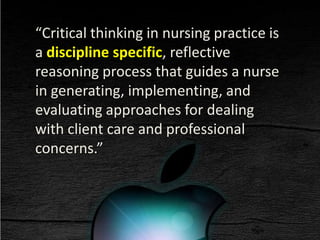 No tunnel vision“Reflective”Sound knowledge base