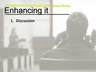 Nursing ProcessIncludes assessing situations, outlining plans, taking action, & evaluating resultssVCritical ThinkingNo “steps” to follow, not linear, not specific to clinical situation, does not need an actionPROMOTING AND ASSESSING Critical ThinkingVs. other conceptsProblem solvingScientific methodNursing processCognitive development