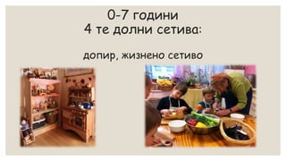 0-7 години
4 те долни сетива:
допир, жизнено сетиво
 