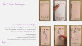 Alerts Designed for the Traveler
Raido
Shu4n62gmail.com
Lo-Fi Paper Prototype
39
Checking on the hazard of Philippines in ...
