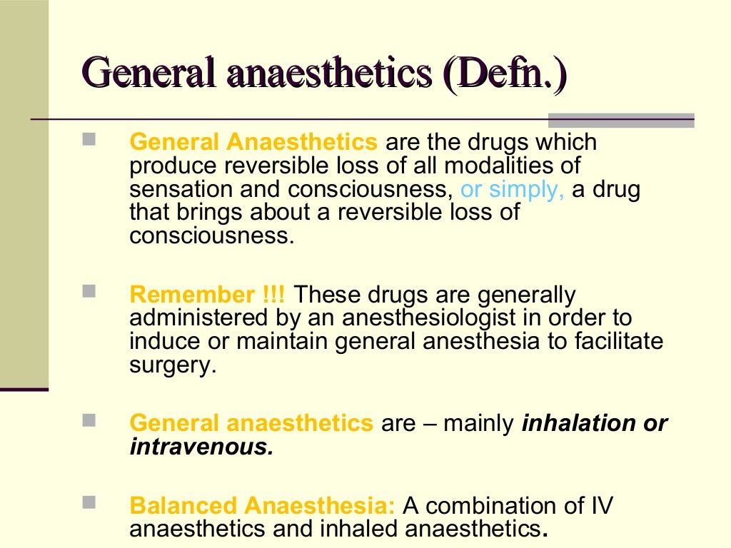 LOCAL AND GENERAL ANESTHESIA