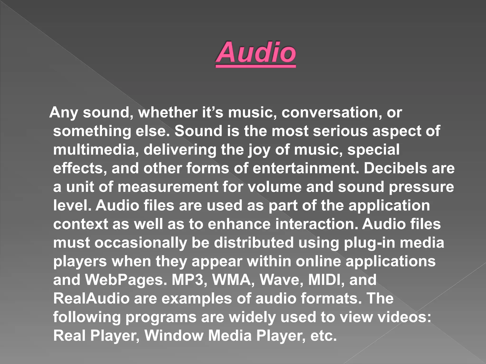 Multimedia is a way of presenting information that combines different ...