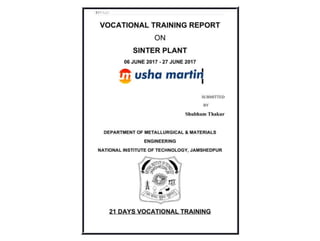 Training Report on Sinter Plant(Usha Martin Limited)