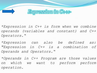 Operators and Expression | PPTX | Programming Languages | Computing
