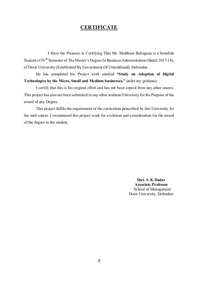 Dissertation report for mba