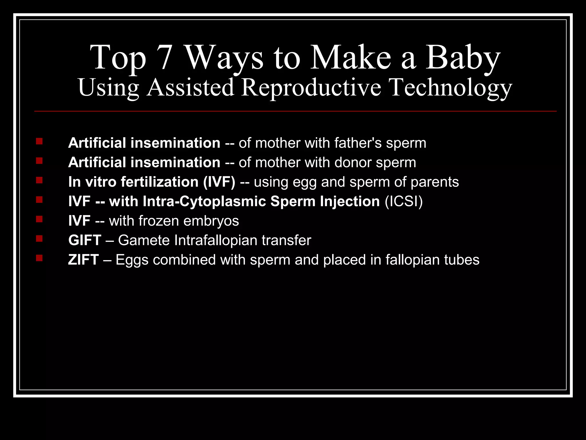 Assistive Reproductive Techniques By Shubham Kapadia | PPT
