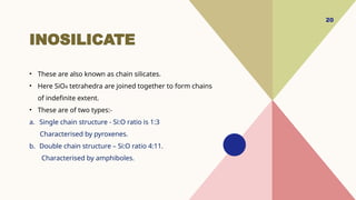 Single Chain Inosilicate silicates and classification and its application | PPTX