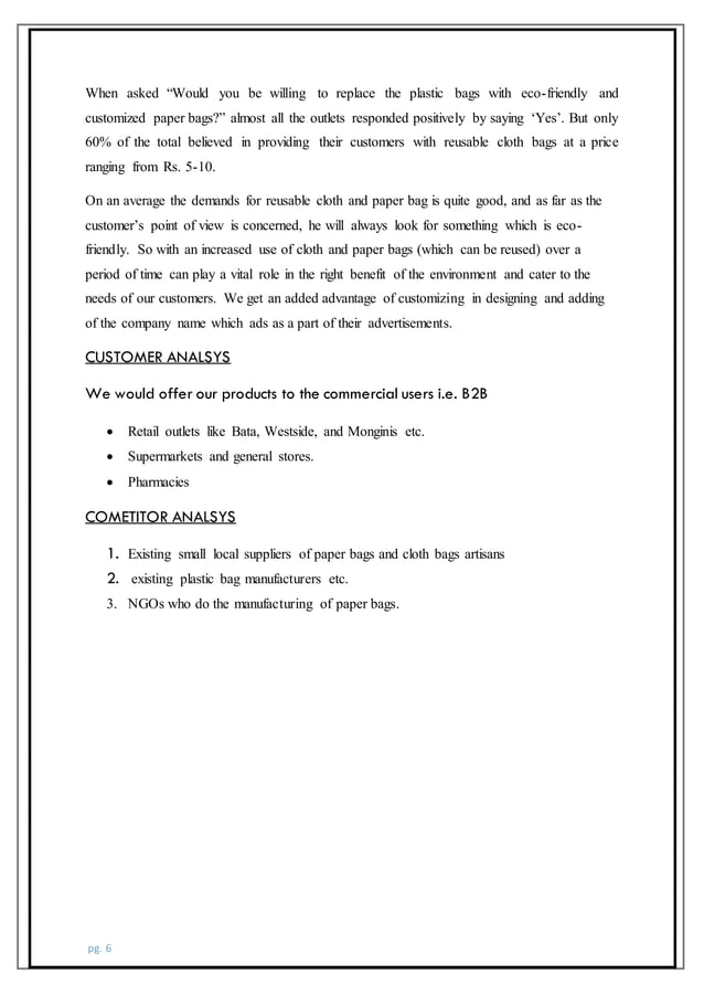 business plan paper and cloth bags manufacturing (PAC BAGS) PDF
