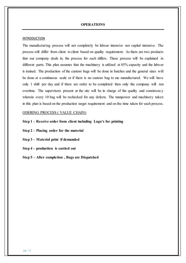 business plan paper and cloth bags manufacturing (PAC BAGS) PDF