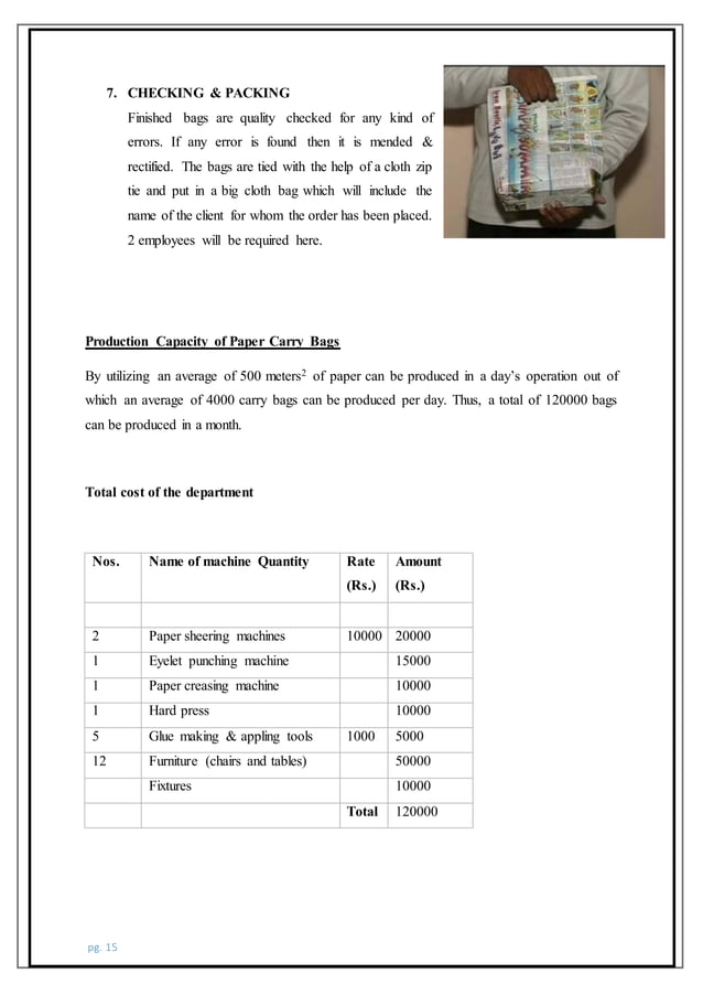 business plan paper and cloth bags manufacturing (PAC BAGS) PDF