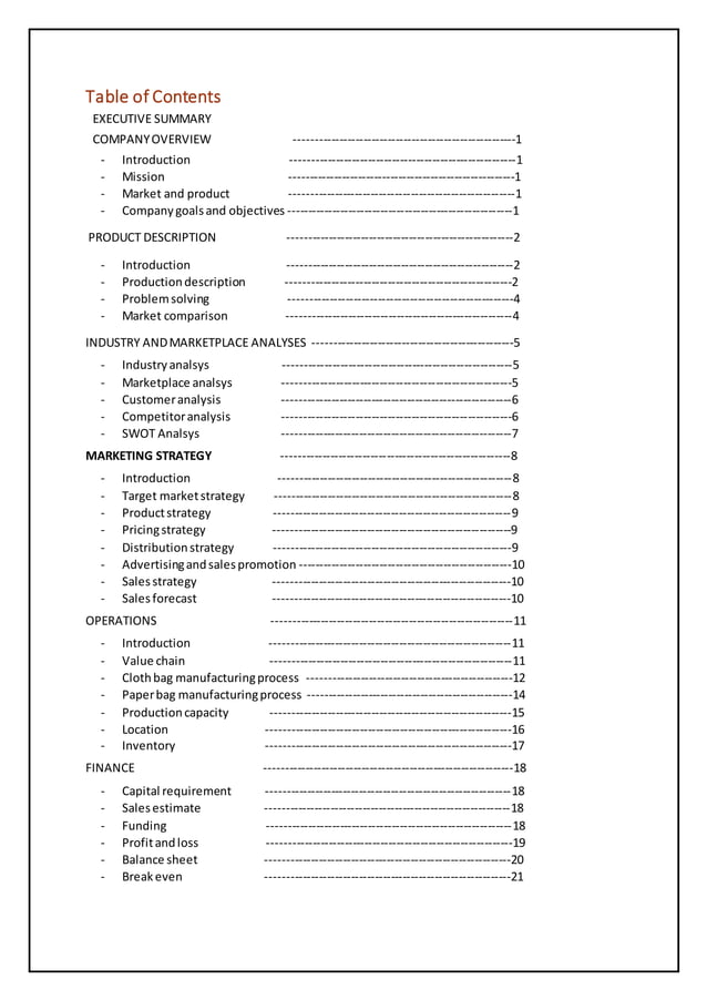 business plan paper and cloth bags manufacturing (PAC BAGS) PDF
