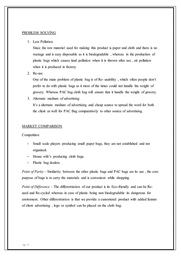 business plan paper and cloth bags manufacturing (PAC BAGS) PDF