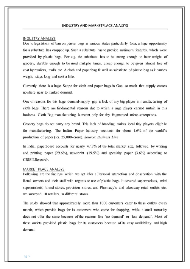 business plan paper and cloth bags manufacturing (PAC BAGS) PDF