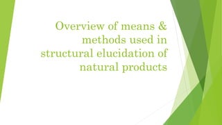 Overview of means &
methods used in
structural elucidation of
natural products
 