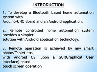 bluetooth controlled home automation using arduino by shubham sinha | PPT