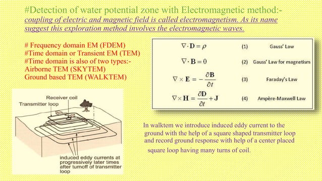 Electrical resistivity and electromagnetic method for detection of ...