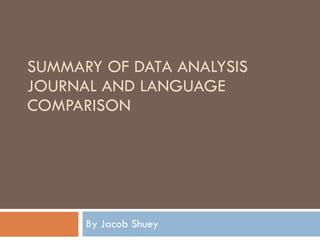 SUMMARY OF DATA ANALYSIS JOURNAL AND LANGUAGE COMPARISON By Jacob Shuey 