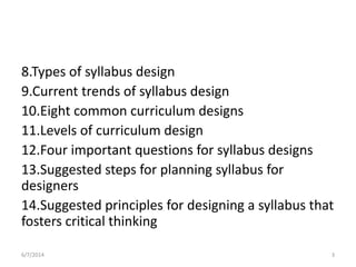 syllabus design for M.Ed, M.Phil Linguistics and Curriculum Designers ...