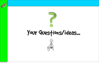 Your Questions/ideas...


Thursday, 10 May 12
 