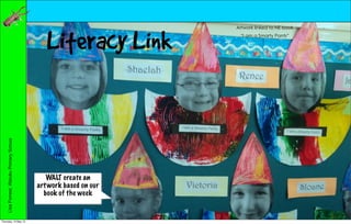 Artwork linked to NE book



                                             Literacy Link         “I am a Smarty Pants”
    Lisa Forrest, Waiuku Primary School




                                             WALT create an
                                          art work based on our
                                            book of the week


Thursday, 10 May 12
 