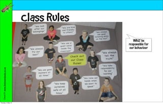 Class Rules
                                                        WALT be
                                                     responsible for
                                                      our behaviour
    Cloud 9: www.theinsandouts.co.nz




Thursday, 10 May 12
 