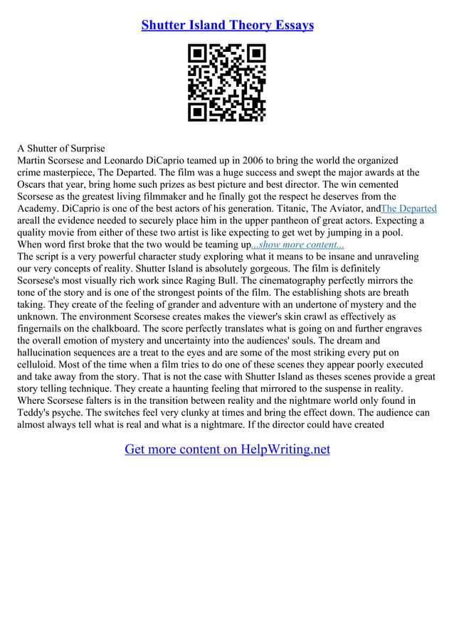 Shutter Island Essay PDF